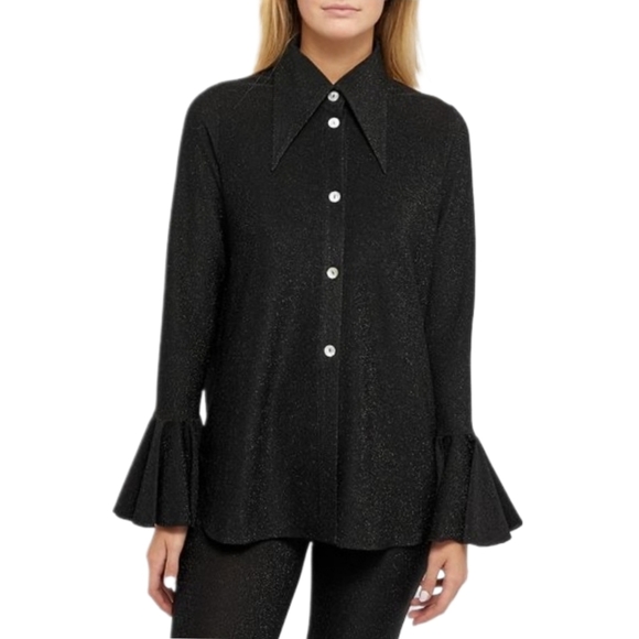 SLEEPERCosmos Metallic Stretch Lounge Top in Size Large